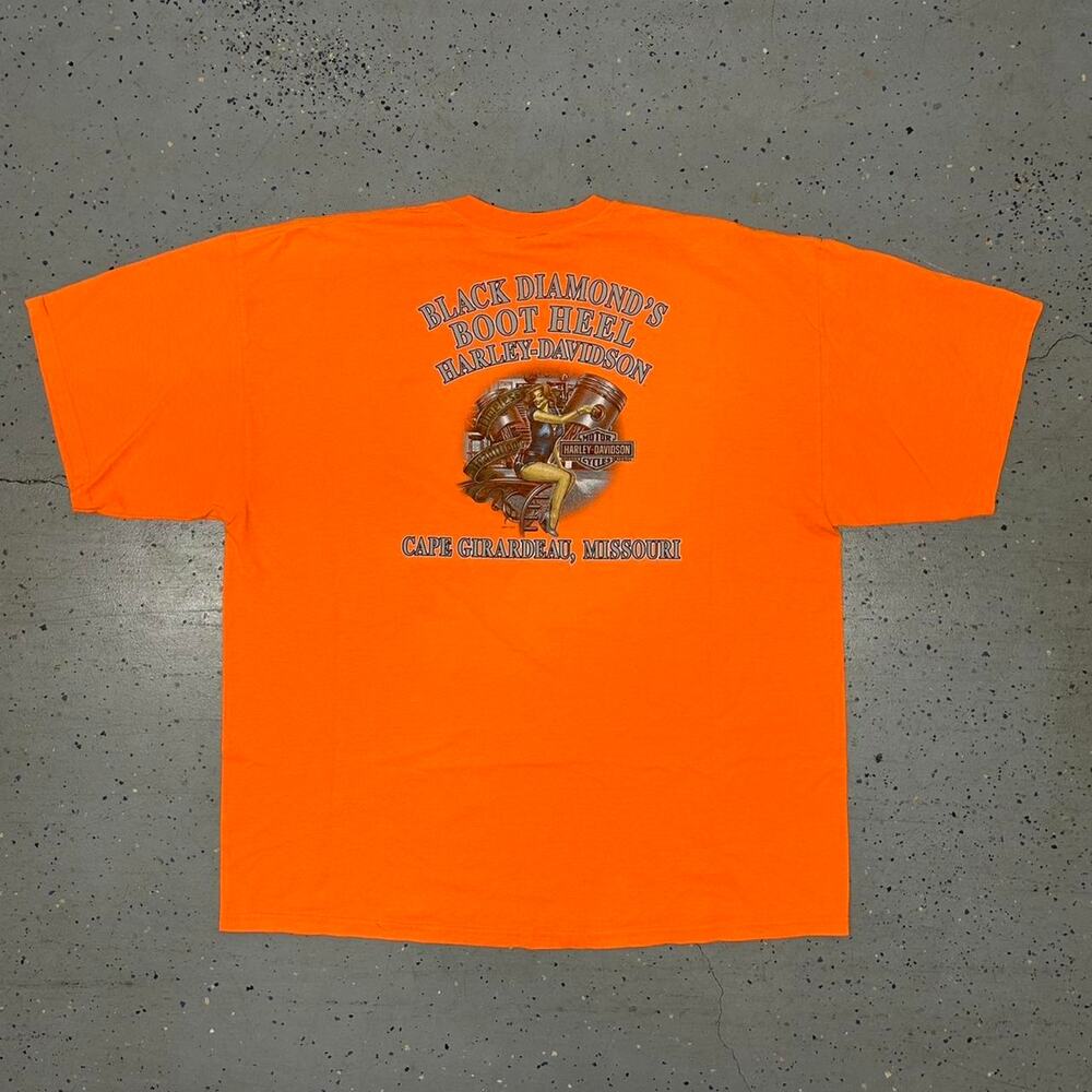 Y2K Orange Harley Davidson t-shirt